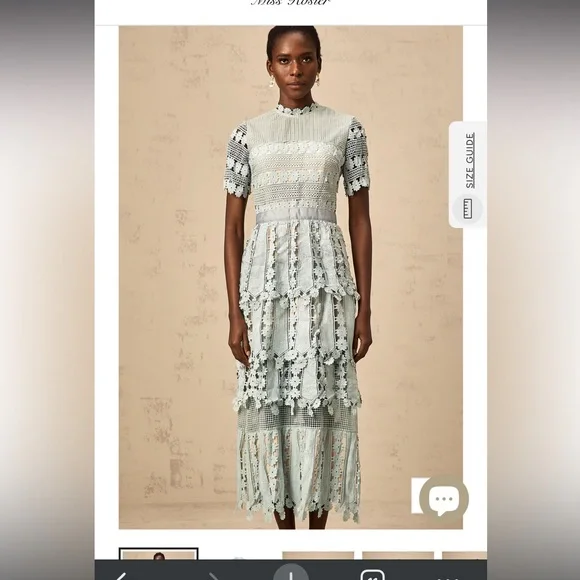 Elegant Lace Midi Dress in Light Blue - Picture 2 of 10